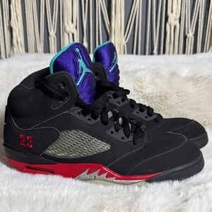 Nike air Jordan v grape Ice Black Sneakers with Red, purple and Teal Highlights